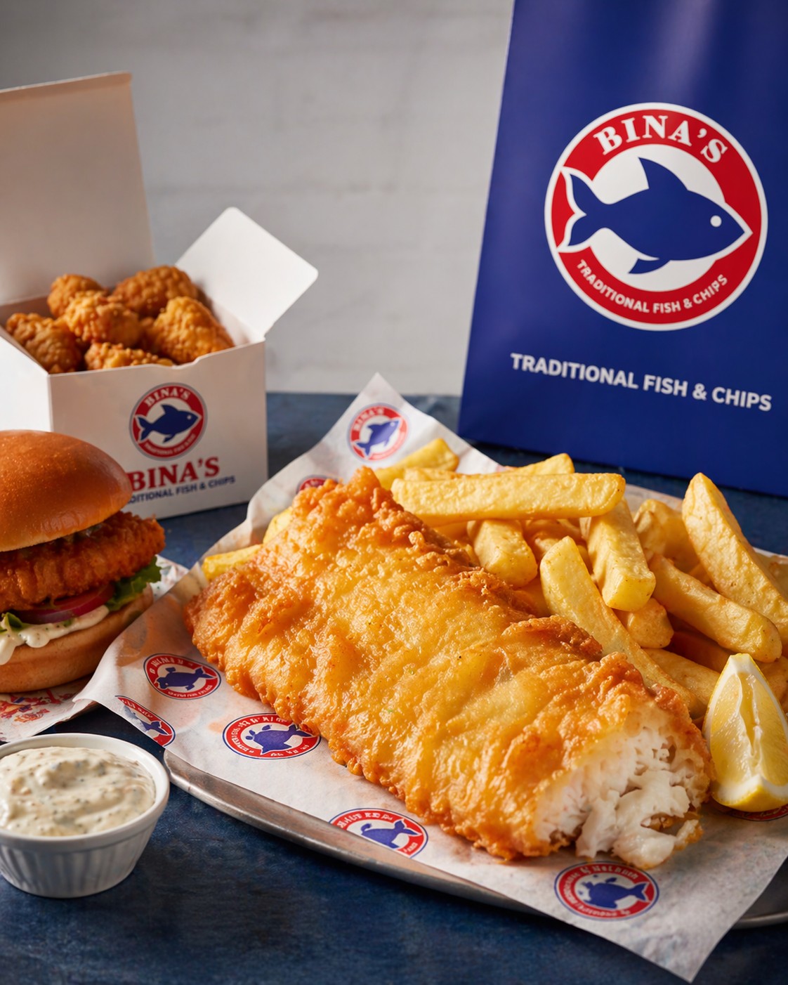 Bina's Traditional Fish & Chips food